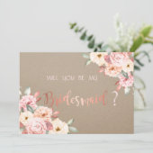 Rustikale Chic Floral Bridesmaid Card Einladung (Stehend Vorderseite)
