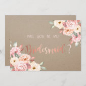 Rustikale Chic Floral Bridesmaid Card Einladung (Vorne/Hinten)