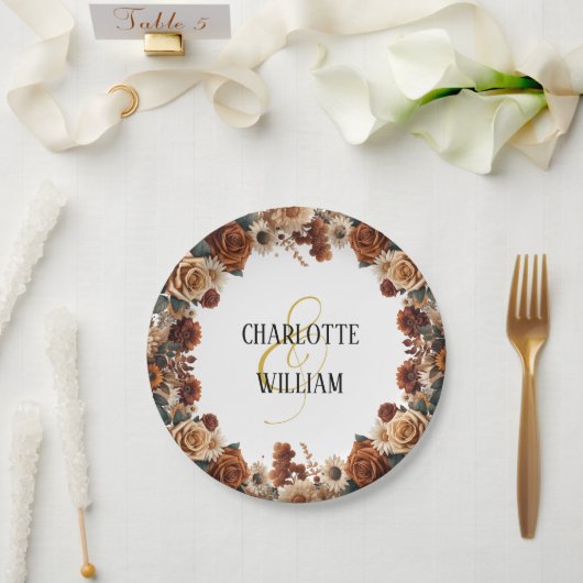 Rustikale Chic Floral Wedding Pappteller (Hochzeit)