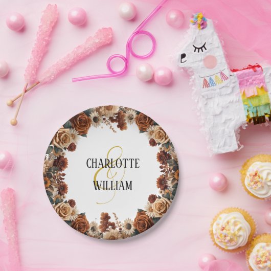 Rustikale Chic Floral Wedding Pappteller (Party)