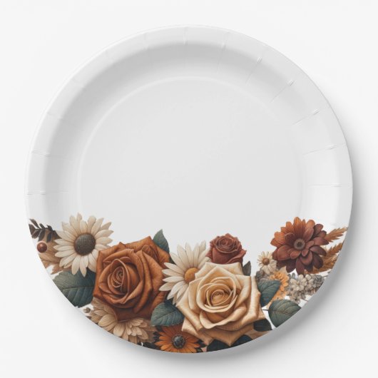 Rustikale Chic Floral Wedding Pappteller (Vorderseite)