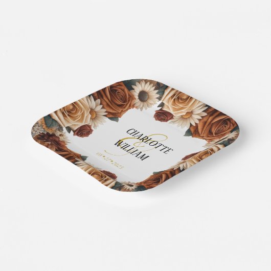 Rustikale Chic Floral Wedding Pappteller (Gewinkelt)