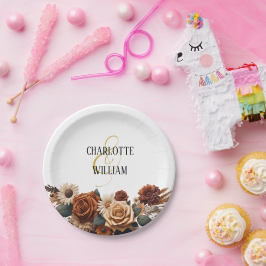 Rustikale Chic Floral Wedding Pappteller (Party)