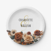 Rustikale Chic Floral Wedding Pappteller (Vorderseite)