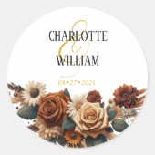 Rustikale Chic Floral Wedding Runder Aufkleber (Vorderseite)