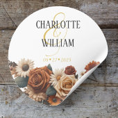 Rustikale Chic Floral Wedding Runder Aufkleber