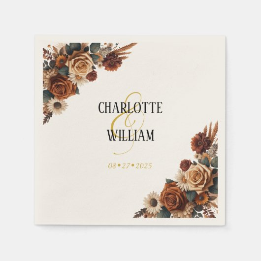 Rustikale Chic Floral Wedding Serviette (Vorderseite)