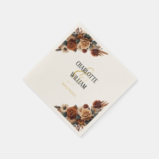 Rustikale Chic Floral Wedding Serviette (Ecke)