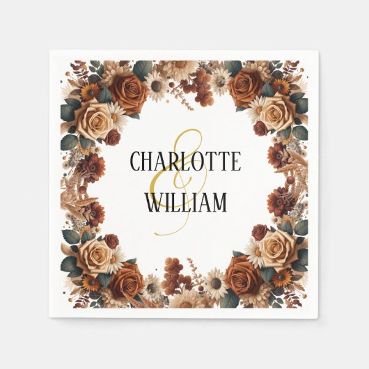 Rustikale Chic Floral Wedding Serviette (Vorderseite)