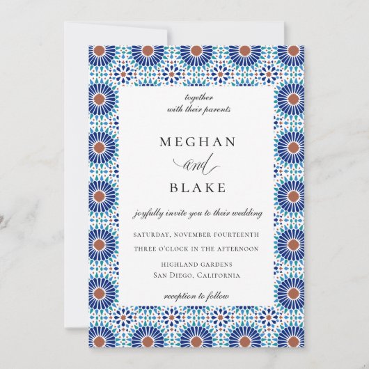 Rustikale Chic Geometric Tile Hochzeit Einladung (Vorderseite)