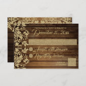 Rustikale Chic Gold Damaskus-Reaktion RSVP Karte (Vorne/Hinten)