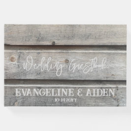Rustikale Chic Gray Barnwood Wedding Gästebuch