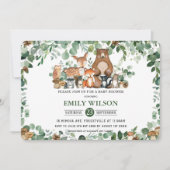 Rustikale Chic Greeneréenerity Woodland Animals Ki Einladung (Vorderseite)