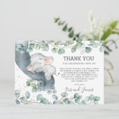 Rustikale Chic Greenerenerie Elefant Baby Shower G Dankeskarte (Stehend Vorderseite)