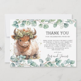 Rustikale Chic Greenerity Highland Cow Baby Shower Dankeskarte