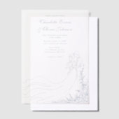 Rustikale Chic Hand Drawn Couple Dusty Blue Weddin Pergament Einladungen (Versetzt)