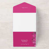 Rustikale Chic Hot Pink Aquarell-Blume All In One Einladung (Außenbereich)