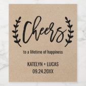 Rustikale Chic Imitate Kraft Calligraphy Cheers We Weinetikett (Einzelnes Label)