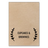 Rustikale Chic-Imitate Kraft-Kalligrafie-Food-Zelt Tischnummer (Vorderseite)