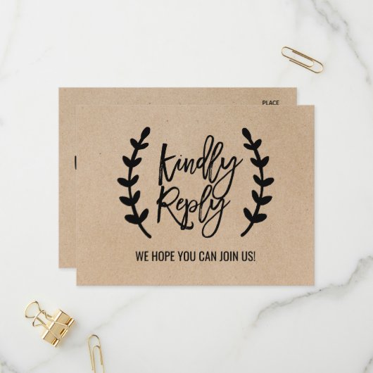 Rustikale Chic Imitate Kraft Menü UAWG Postkarte (Vorderseite/Rückseite Beispiel)