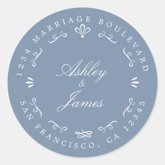 Rustikale Chic-Individuelle Name Hochzeit Rücksend Runder Aufkleber (Vorderseite)