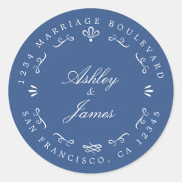 Rustikale Chic-Individuelle Name Hochzeit Rücksend Runder Aufkleber