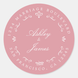 Rustikale Chic-Individuelle Name Hochzeit Rücksend Runder Aufkleber