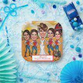 Rustikale Chic-Karikatur Bridal-Feier Pappteller (Party)