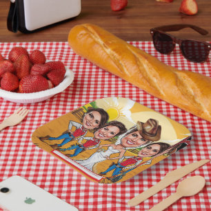 Rustikale Chic-Karikatur Bridal-Feier Pappteller