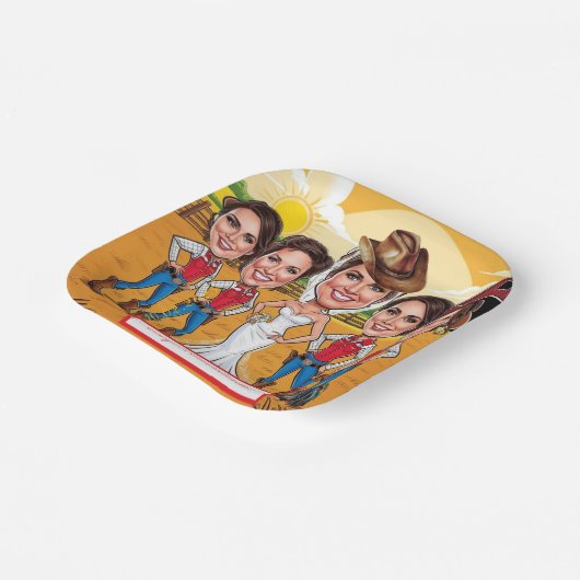 Rustikale Chic-Karikatur Bridal-Feier Pappteller (Gewinkelt)