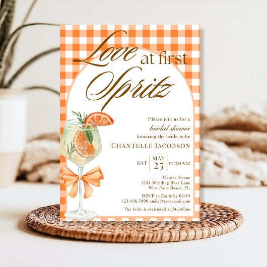 Rustikale Chic-Liebe im ersten Spritz-Brautparty Einladung