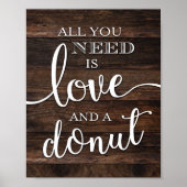 Rustikale Chic-LIEBE und ein DONUT-Zeichen Poster (Vorne)