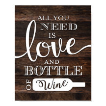 Rustikale Chic-LIEBE UND EINE FLASCHE WEINPrint