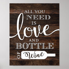 Rustikale Chic-LIEBE UND EINE FLASCHE WEINPrint Poster