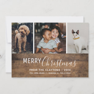 Rustikale Chic Modern Multi-Foto Weihnachtskarte Feiertagskarte