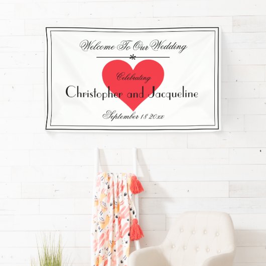 Rustikale Chic Names Script Moderne Hochzeit Willk Banner (Insitu)