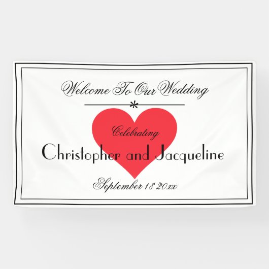 Rustikale Chic Names Script Moderne Hochzeit Willk Banner (Horizontal)