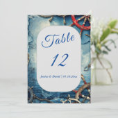 Rustikale Chic Nautical Wedding Tischnummer (Stehend Vorderseite)