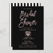 Rustikale Chic Rose Gold Pink Stripes Brautparty Einladung (Vorne/Hinten)