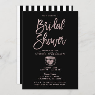 Rustikale Chic Rose Gold Pink Stripes Brautparty Einladung