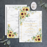 Rustikale Chic-Sonnenblume & Graublütenhochzeit Einladung<br><div class="desc">Mit diesem hübschen,  rustikal-schicken Sonnenblumendesign in den Farben Gelb und Grau der Aquarellblume mit handgeschriebener Schriftzeichen und einem Imitat aus Carrera-Marmor schaffen Sie die perfekte Hochzeitseinladung. Kontaktieren Sie Designer für passende Produkte. Copyright Elegant Invites,  alle Rechte vorbehalten.</div>