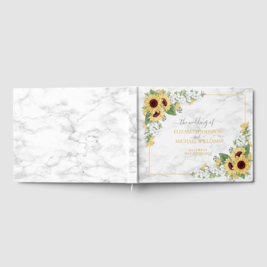 Rustikale Chic-Sonnenblume & Graublütenhochzeit Gästebuch (Voll)