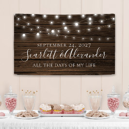 Rustikale Chic String Lights Wood Wedding Banner