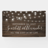 Rustikale Chic String Lights Wood Wedding Banner (Horizontal)