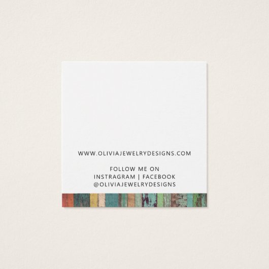 Rustikale Chic Stud Earring Juwelier Display Card (Rückseite)