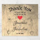 Rustikale Chic Wedding Danke Personalisierte Namen Alkoholflaschenetikett (Einzelnes Label)