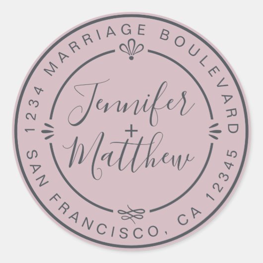 Rustikale Chic Wedding Monogram Rücksendeadresse L Runder Aufkleber (Vorderseite)