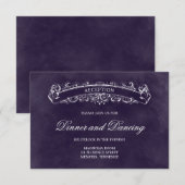Rustikale Chic Wedding Reception Card - Lila Begleitkarte (Vorne/Hinten)