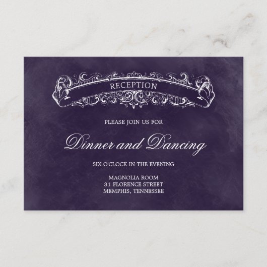 Rustikale Chic Wedding Reception Card - Lila Begleitkarte (Vorderseite)