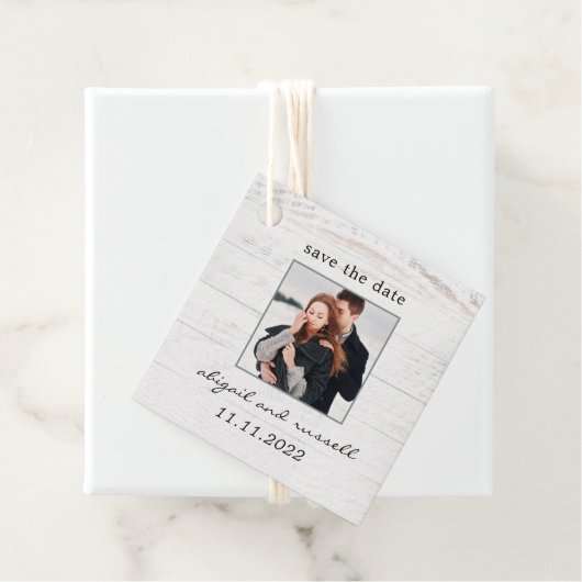 Rustikale Chic Wedding rettet die Date-Gefallen-Ta Geschenkanhänger (Beispiel)